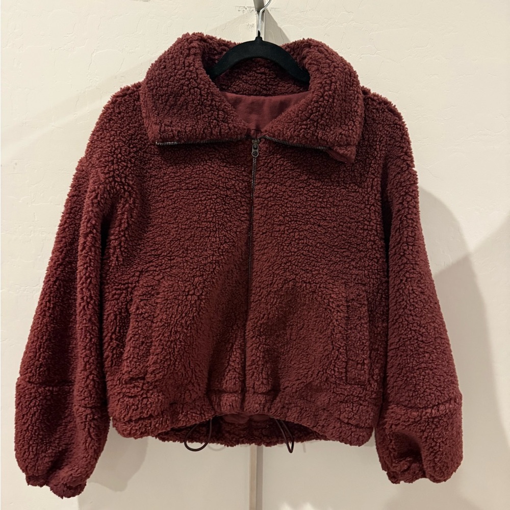 Cozy Burgundy Sherpa Jacket